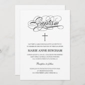 白黒エレガントの神聖バプテスマ 招待状 (正面/裏面)