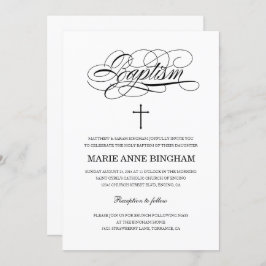 白黒エレガントの神聖バプテスマ 招待状