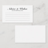 白黒エレガントの結婚アドバイスと願い アドバイスカード (正面/裏面)