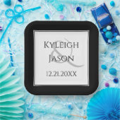 白黒エレガントの結婚紙プレート ペーパープレート (パーティー)