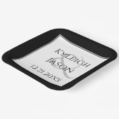 白黒エレガントの結婚紙プレート ペーパープレート (傾斜あり)