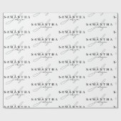 白黒エレガントの署名スクリプト ラッピングペーパー (フラット)