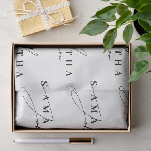 白黒エレガントの署名スクリプト 薄葉紙 (ギフト)