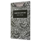 白黒エレガントの葉のビジネスブランド クリップボード (左)