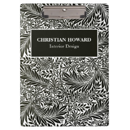 白黒エレガントの葉のビジネスブランド クリップボード