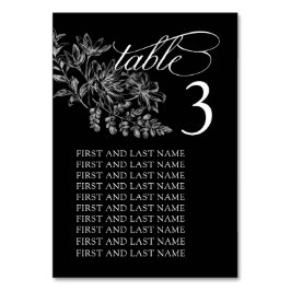 白黒エレガントの表結婚番カード テーブルナンバー