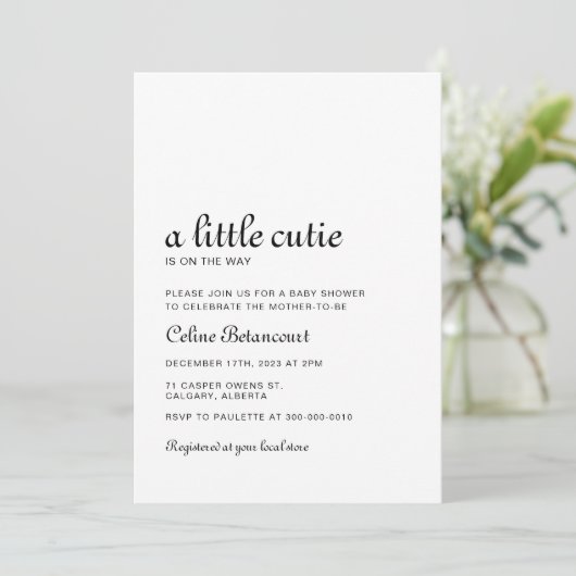 白黒エレガントの赤ちゃんシャワー 招待状 (スタンド正面)