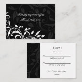 白黒エレガントの返信結婚カード エンクロージャーカード (正面/裏面)