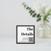 白黒エレガントのQR結婚コード エンクロージャーカード (スタンド正面)