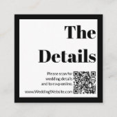 白黒エレガントのQR結婚コード エンクロージャーカード (正面)