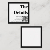 白黒エレガントのQR結婚コード エンクロージャーカード (正面/裏面)