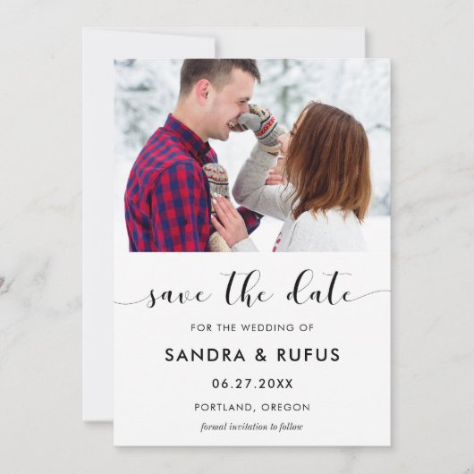 白黒エレガントは日付写真を保存 セーブザデート (正面)