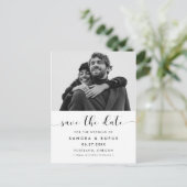 白黒エレガントは日付写真を保存 ポストカード (スタンド正面)