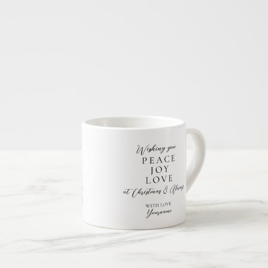 白黒エレガントアイボリーのクリスマス装飾 エスプレッソカップ (正面右)