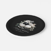 白黒エレガントアイボリーのクリスマス装飾 ペーパープレート (アングル)