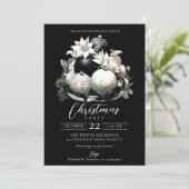 白黒エレガントアイボリークリスマスパーティー 招待状 (スタンド正面)