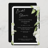 白黒エレガントアジサイブライダルシャワー 招待状 (正面/裏面)