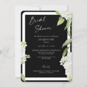 白黒エレガントアジサイブライダルシャワー 招待状 (正面)