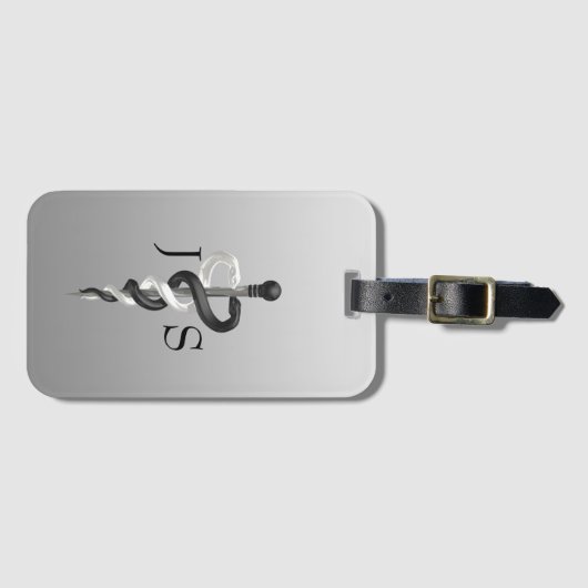 白黒エレガントアスクレピウスクラスノーブル医療 ラゲッジタグ (正面横)