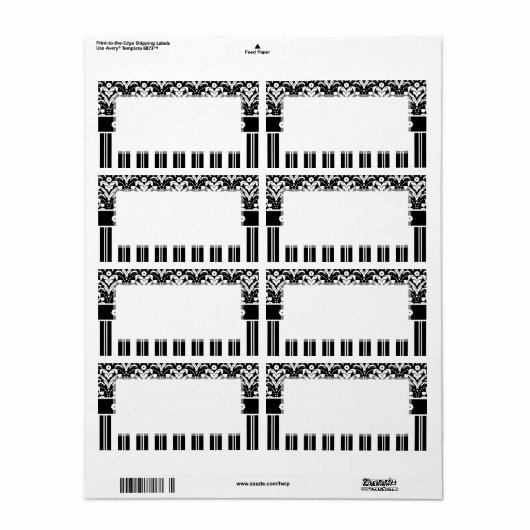白黒エレガントアールデコダマスクストライプ ラベル (フルシート)