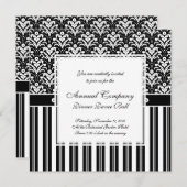 白黒エレガントアールデコダマスクストライプ 招待状 (正面/裏面)