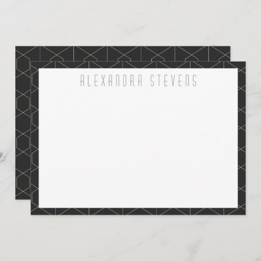 白黒エレガントアールデコパーソナライズされた ノートカード (正面/裏面)