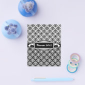 白黒エレガントアールデコフローラダマスク チラシ (シングル)