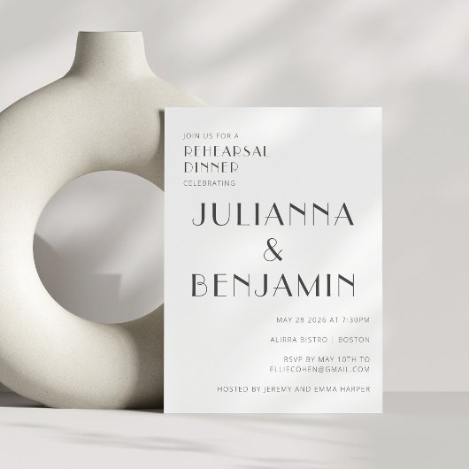 白黒エレガントアールデコリハーサルディナー 招待状