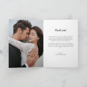 白黒エレガントア結婚ローの写真コラージュ サンキューカード (内部)