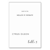 白黒エレガントウエディンプレイスネームカード テーブルナンバー (正面)