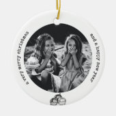 白黒エレガントオリジナルアートフォトクリスマス セラミックオーナメント (正面)