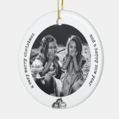 白黒エレガントオリジナルアートフォトクリスマス セラミックオーナメント (左)