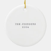 白黒エレガントオリジナルアートフォトクリスマス セラミックオーナメント (裏面)