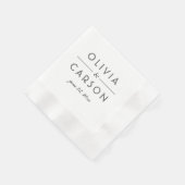 白黒エレガントカスタムウェディングモノグラム 縁ありカクテルナプキン (角)