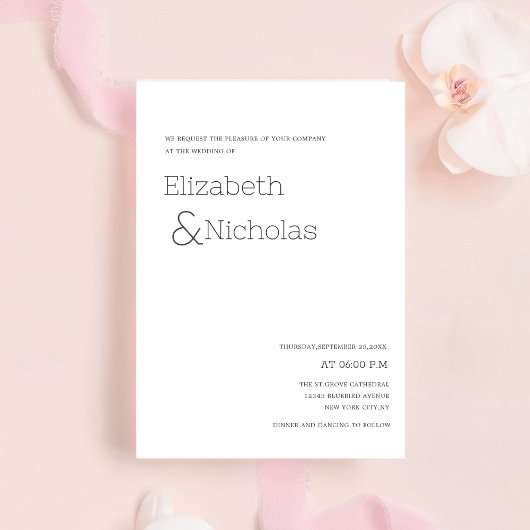 白黒エレガントクラシック結婚ズ 招待状