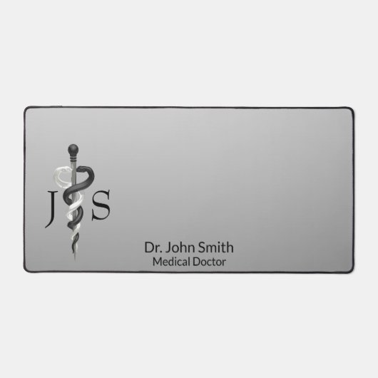 白黒エレガントクラスノーブルメディカルアスクレピウス デスクマット (正面)