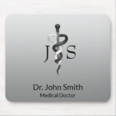 白黒エレガントクラスノーブルメディカルアスクレピウス マウスパッド (正面)
