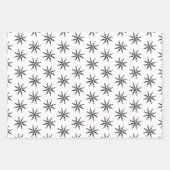 白黒エレガントクリスマススノーフレーク模様 ラッピングペーパーシート (正面3)