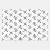 白黒エレガントクリスマススノーフレーク模様 ラッピングペーパーシート (正面)