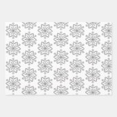 白黒エレガントクリスマススノーフレーク模様 ラッピングペーパーシート (正面)