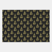 白黒エレガントクリスマスツリーパターンギフト ラッピングペーパーシート (正面2)