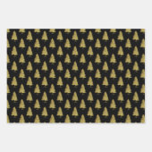 白黒エレガントクリスマスツリーパターンギフト ラッピングペーパーシート (正面)