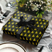 白黒エレガントクリスマスツリーパターンギフト ラッピングペーパーシート