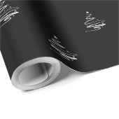 白黒エレガントクリスマスツリーパターンギフト ラッピングペーパー (ロールコーナー)