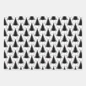 白黒エレガントクリスマスツリーパターングリッター ラッピングペーパーシート (正面3)