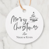 白黒エレガントクリスマスツリーメリークリスマス フェイバータグ (裏面)