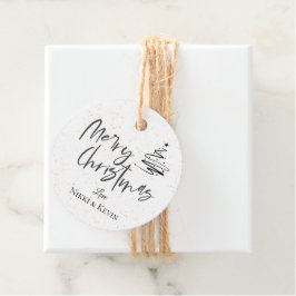 白黒エレガントクリスマスツリーメリークリスマス フェイバータグ