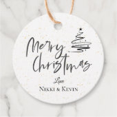 白黒エレガントクリスマスツリーメリークリスマス フェイバータグ (正面)