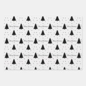 白黒エレガントクリスマスツリーメリークリスマス ラッピングペーパーシート (正面)