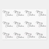 白黒エレガントクリスマスパインの木柄 ラッピングペーパーシート (正面3)